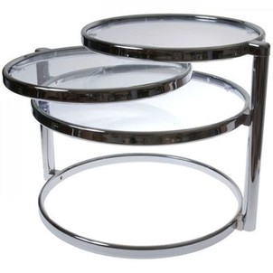 Table basse ronde à plateaux pivotants