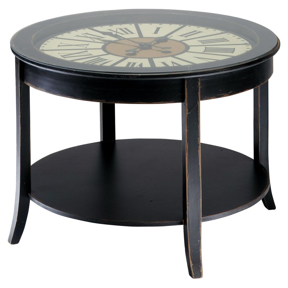 Table basse ronde horloge