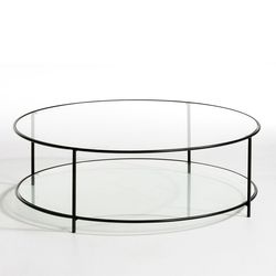 Table basse en verre double plateau