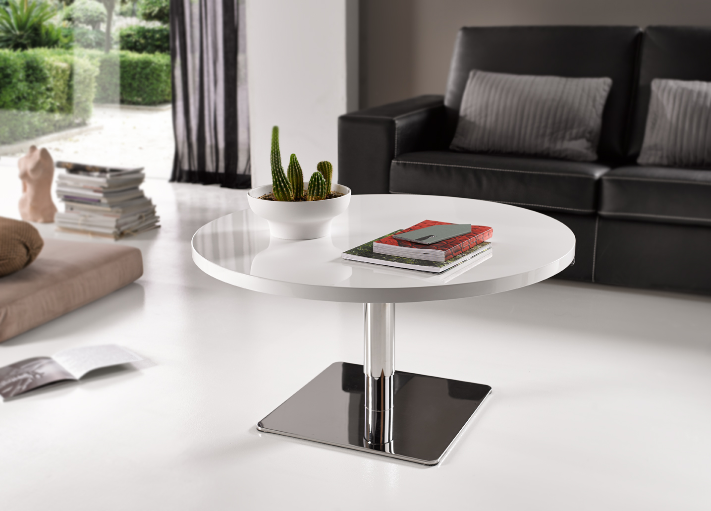 Table basse ronde réglable en hauteur