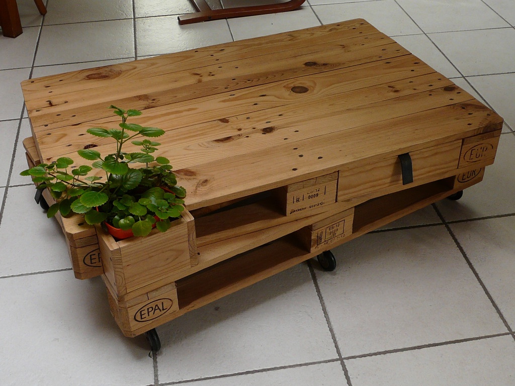 Fabriquer table basse avec palette roulettes
