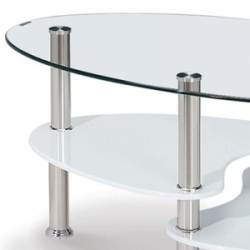 Table basse en verre trempé et métal noir