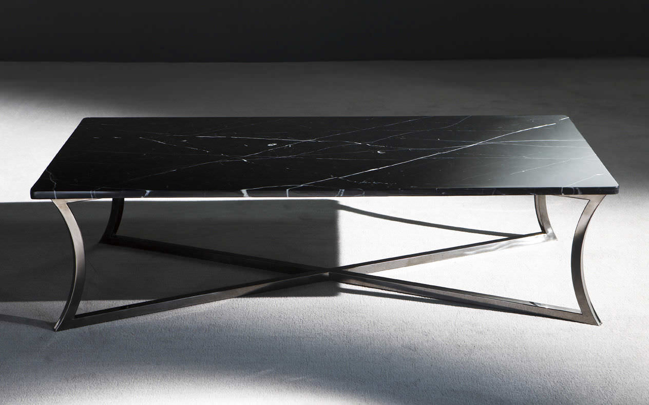 Table basse inox marbre