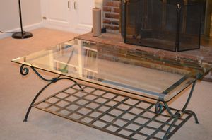 Table basse en verre fer forgé