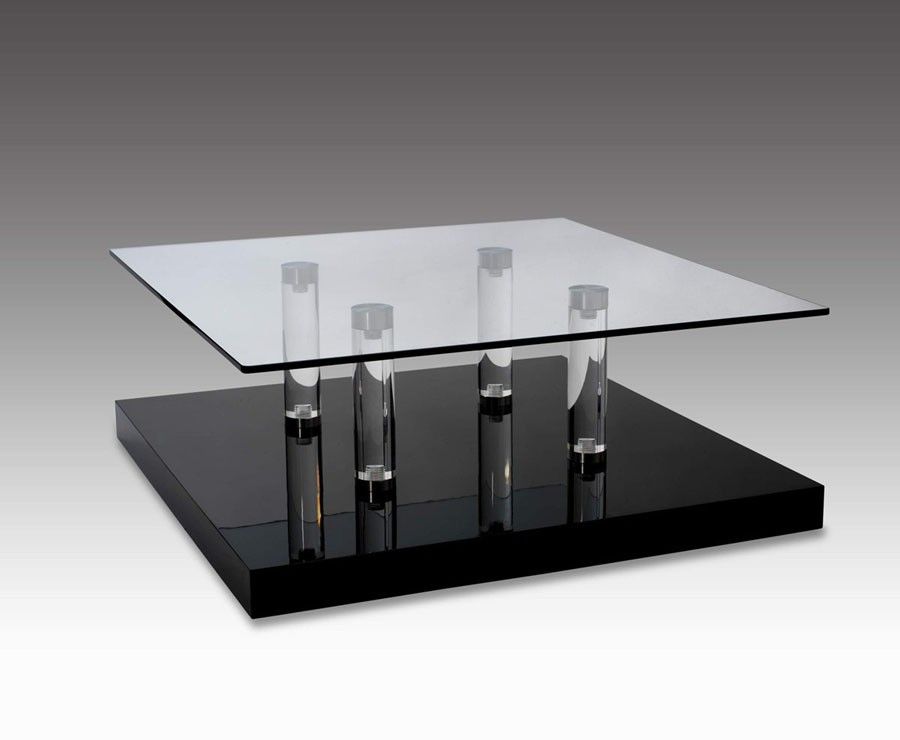 Table basse en verre laqué noir