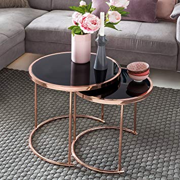 Table basse ronde miroir