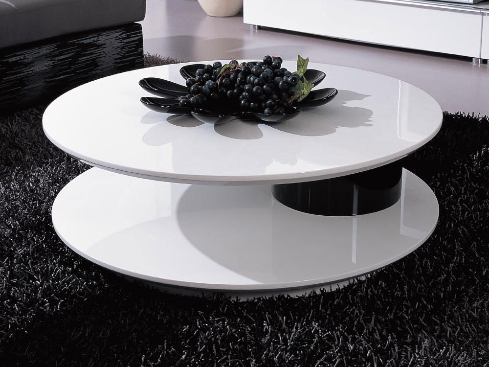Table basse ronde laque noir