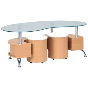 Table basse avec pouf taupe