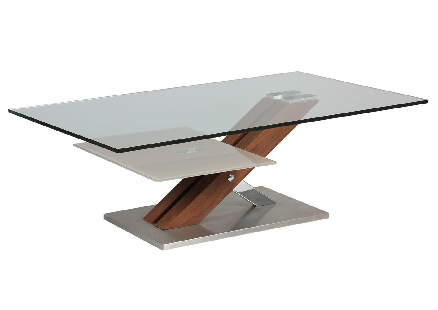 Table basse en verre et acier