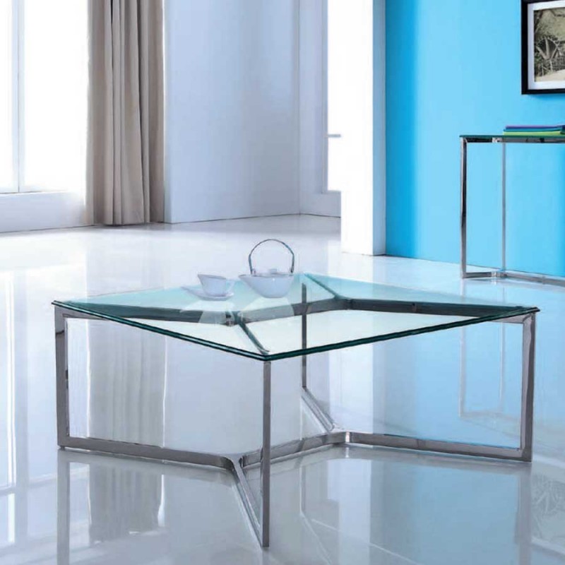 Table basse carrée en verre design