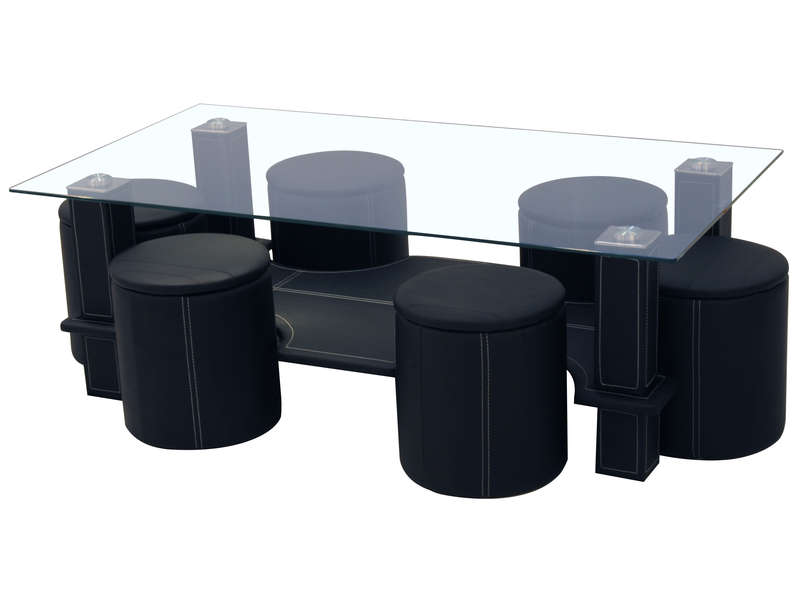 Table basse ronde pouf intégré