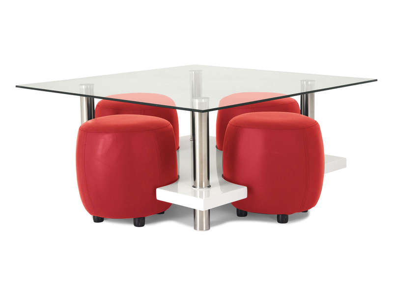 Table basse en verre trempé rouge