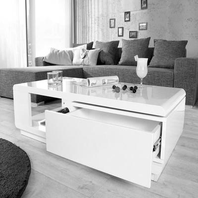 Table basse blanc laqué avec rangement