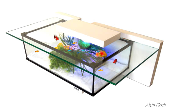 Table basse aquarium led