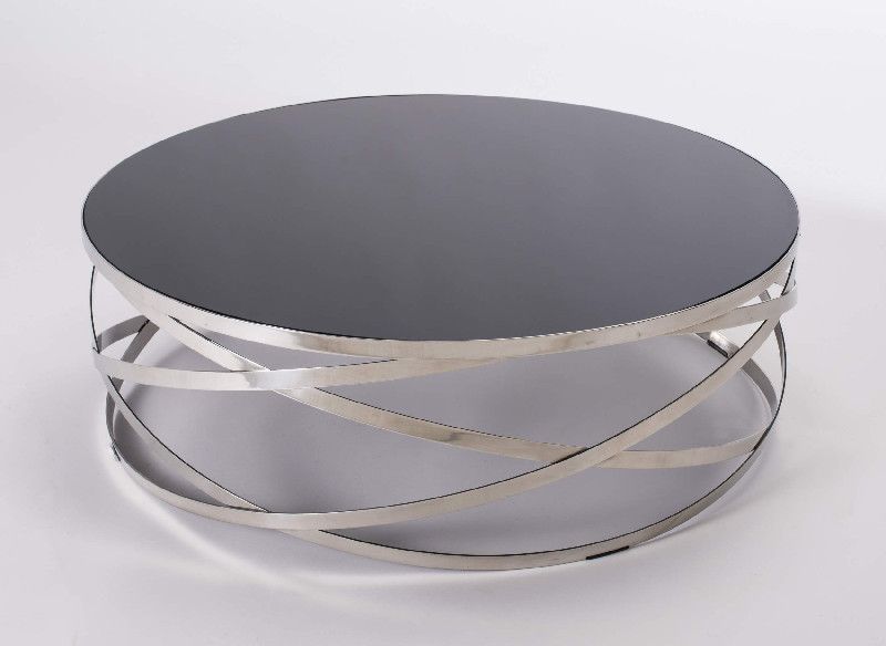 Table basse ronde verre et chrome