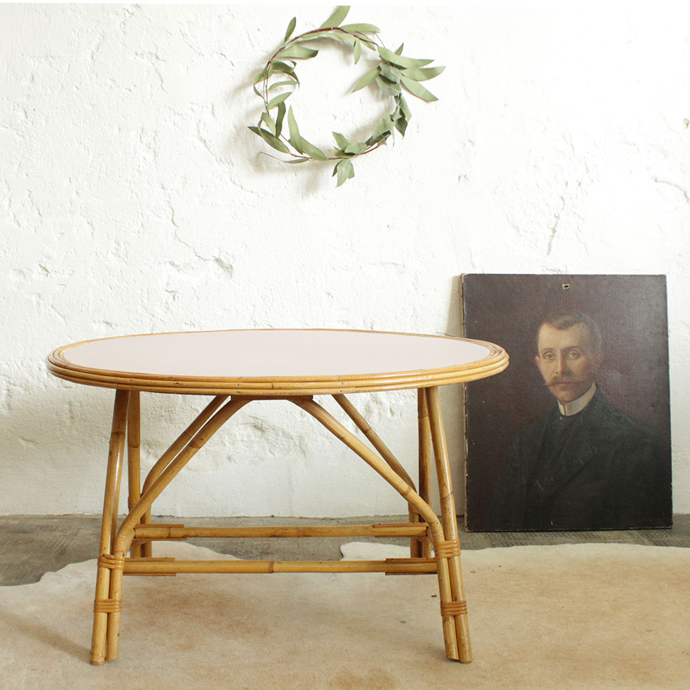 Table basse vintage rotin