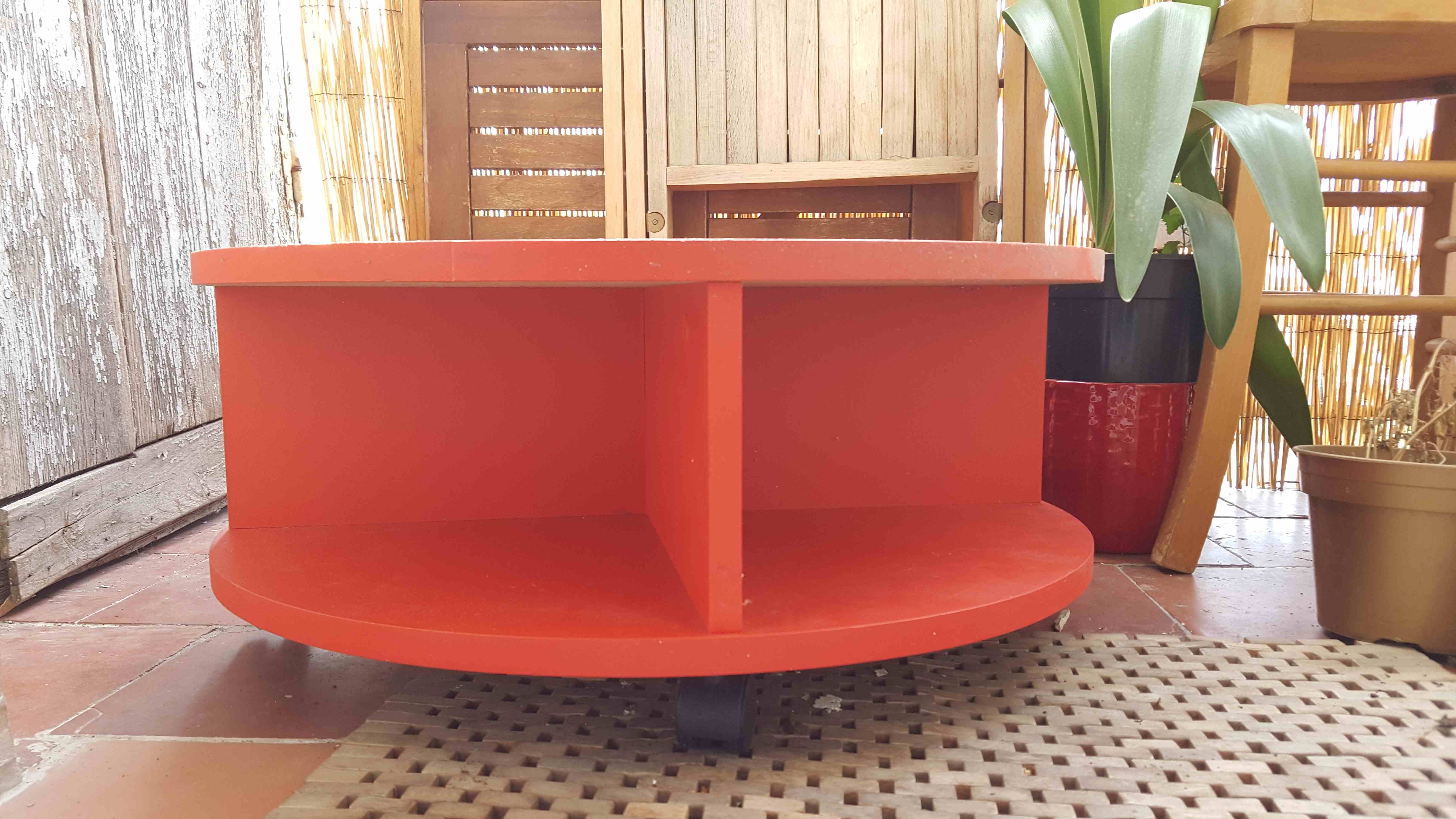 Table basse ronde sur roulettes