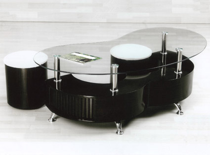 Table basse en verre en s