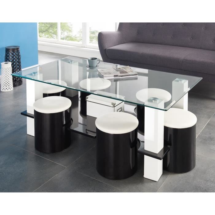 Table basse avec pouf occasion