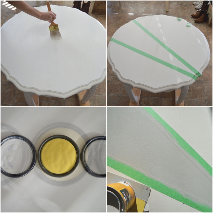 Table basse ronde relookée