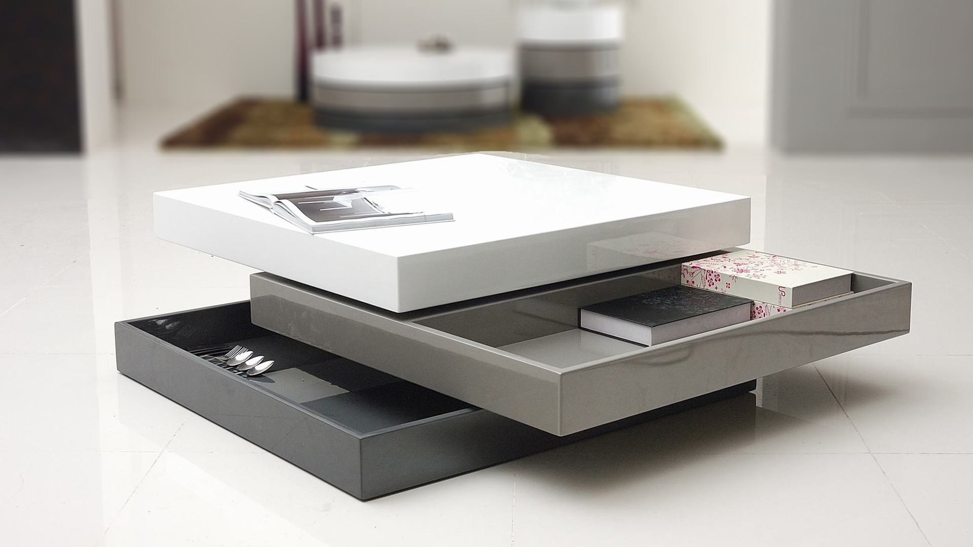 Table basse avec rangement noir