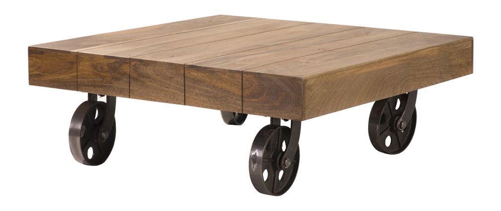 Table basse carrée à roulettes