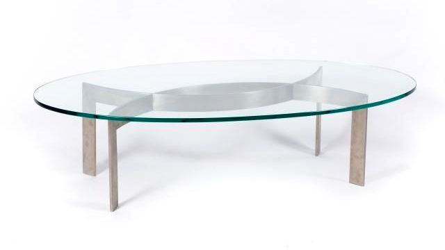 Table basse ovale en verre