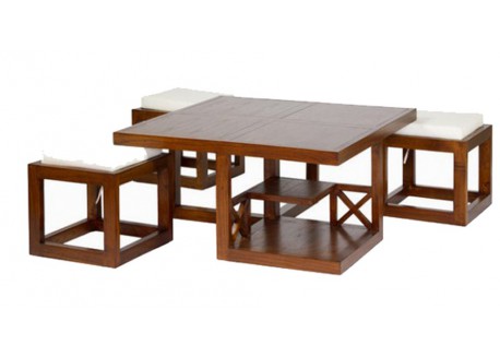 Table basse avec poufs intégrés