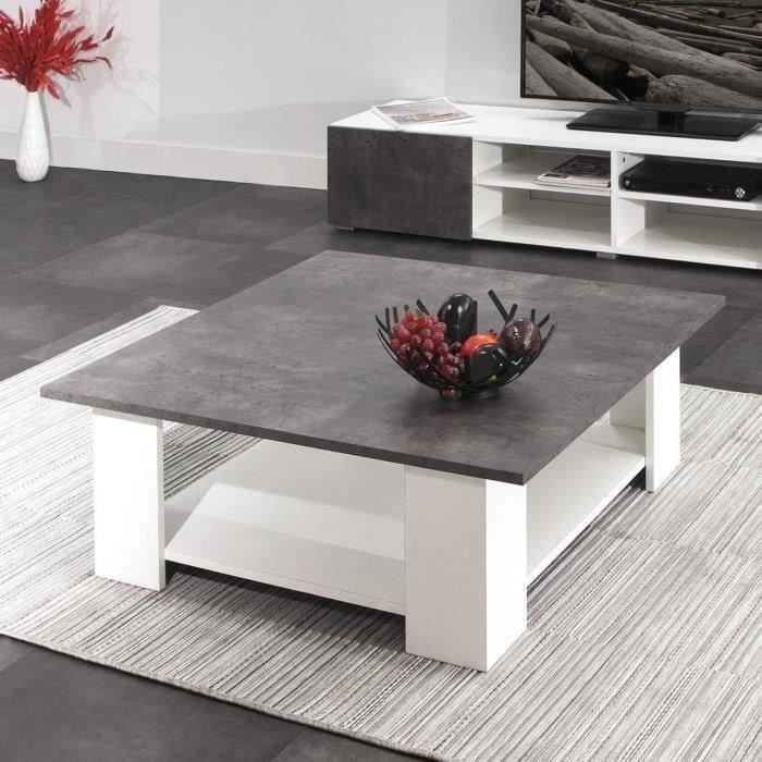 Table basse carrée blanc et gris