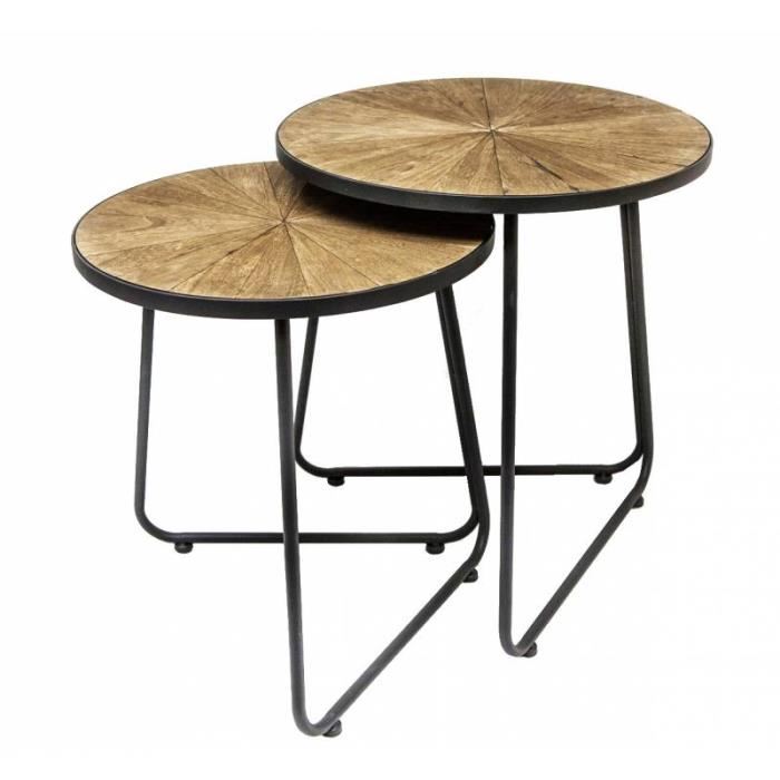Table basse gigogne ronde bois