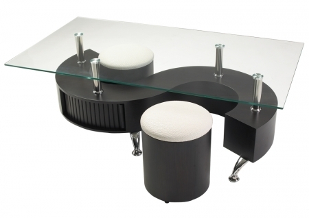 Table basse salon avec pouf
