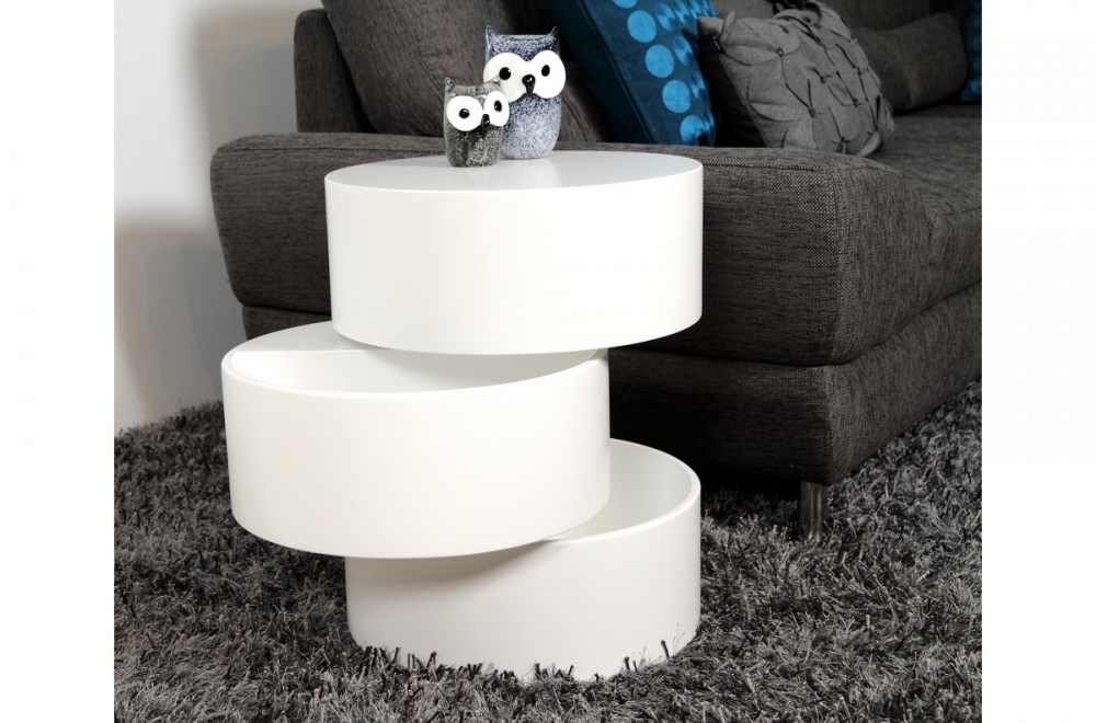Table basse laquée blanc avec rangement