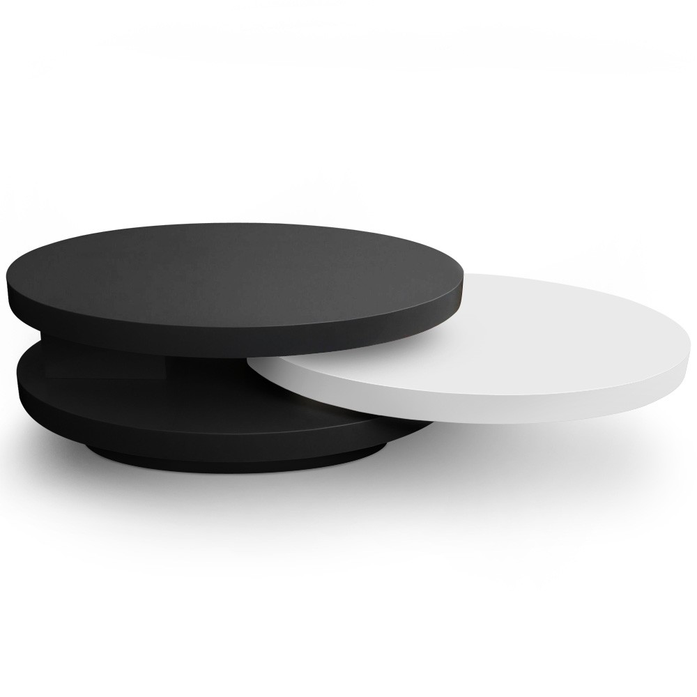 Table basse ronde noire laquée