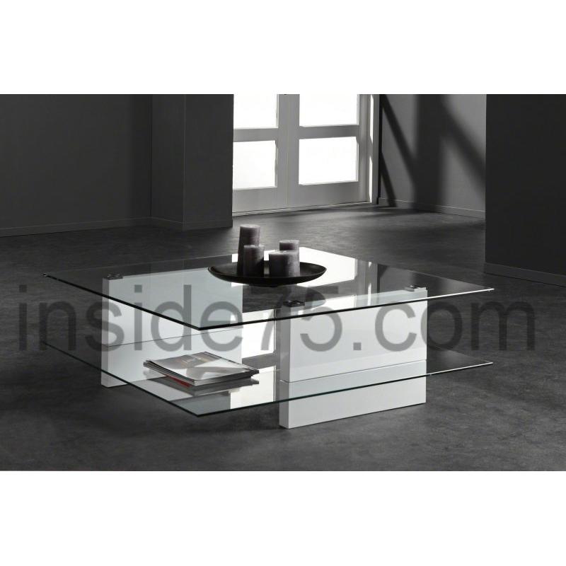 Table basse design carree verre
