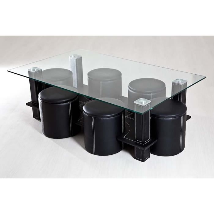 Table basse avec poufs pas cher