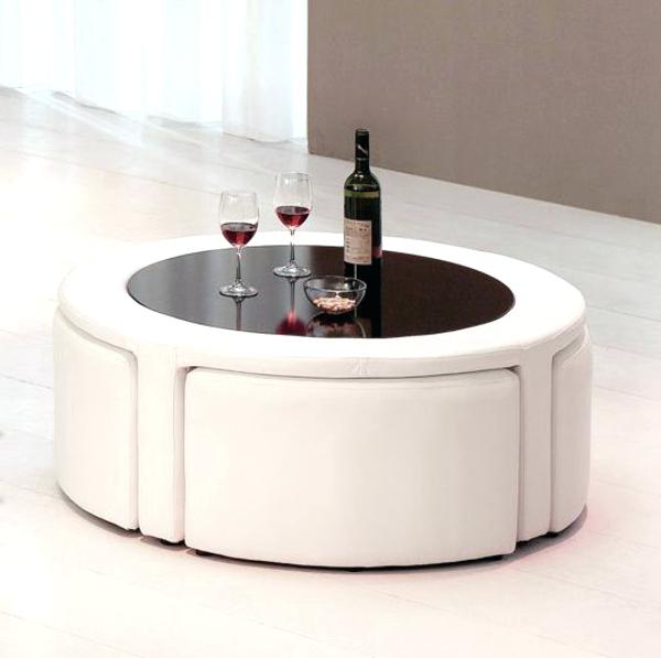 Table basse avec 2 poufs pas cher