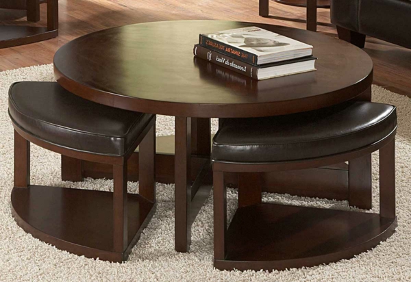 Table basse moderne avec pouf