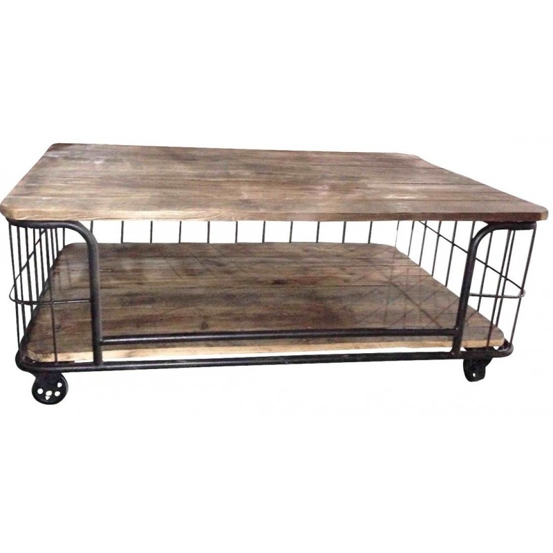 Table basse industrielle avec roulettes