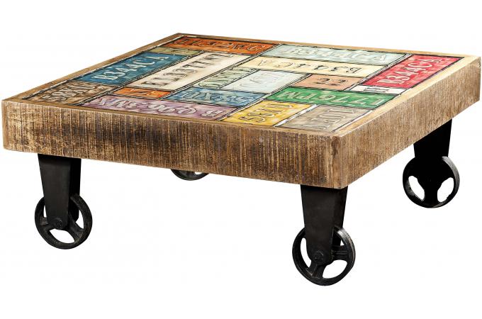 Table basse sur roulette pas cher
