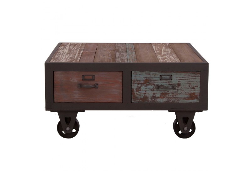 Table basse carrée a roulette