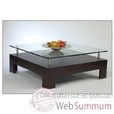 Table basse carree wenge et verre