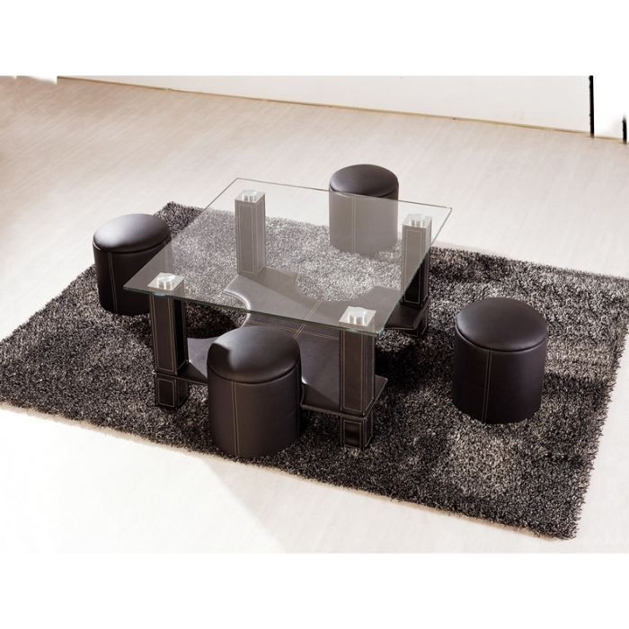 Table basse carré avec pouf