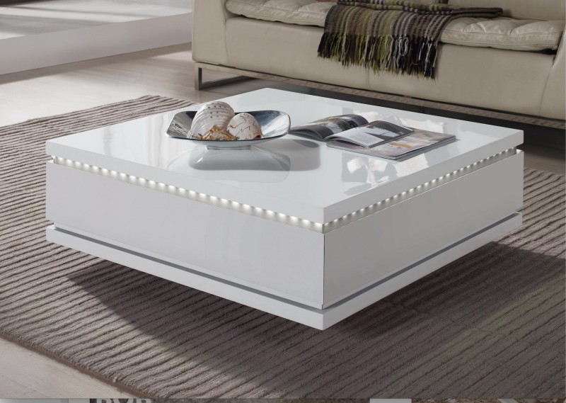Table basse carrée laqué blanc