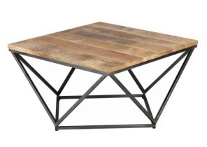 Table basse carrée gigogne bois/metal (lot de 2) luva