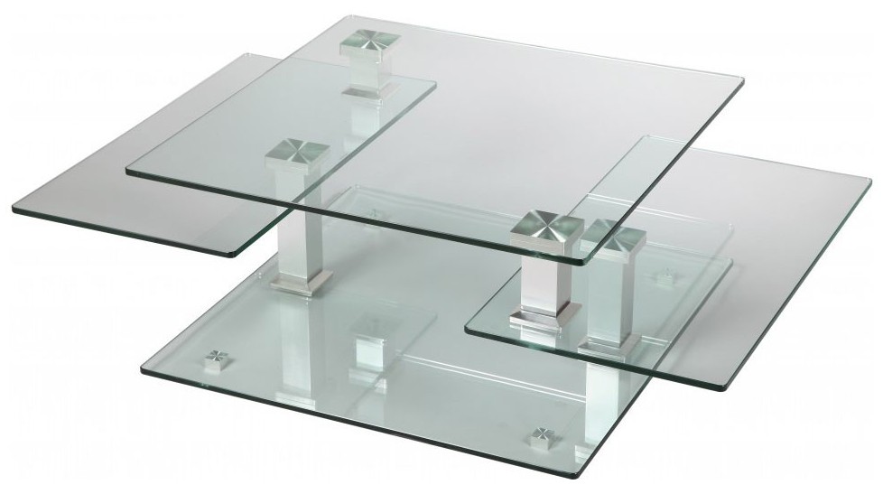 Table basse carrée en verre