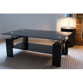Table basse en verre trempé noir