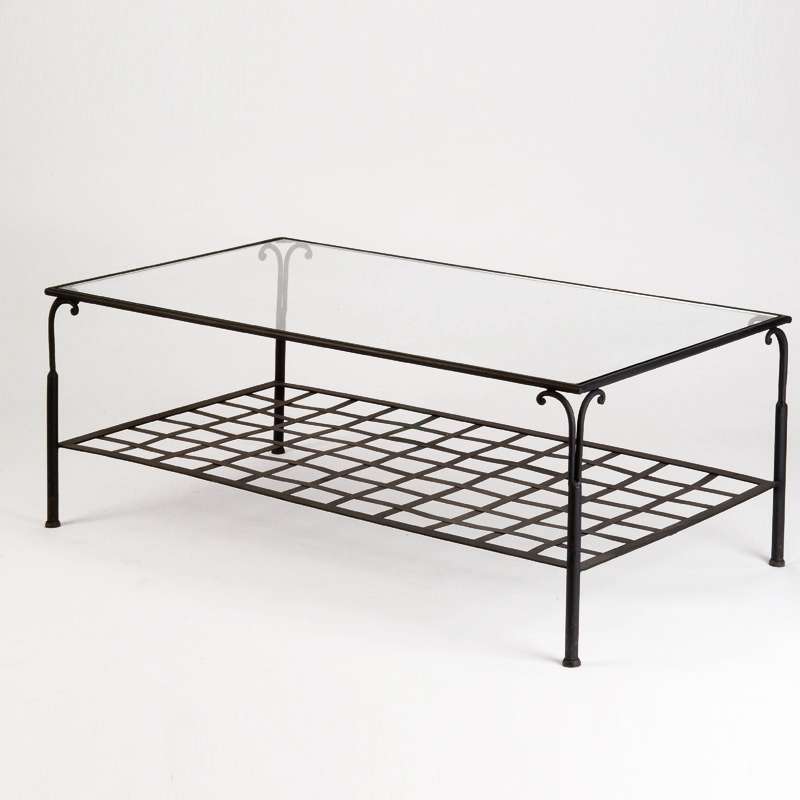 Table basse fer forgé et verre pas cher