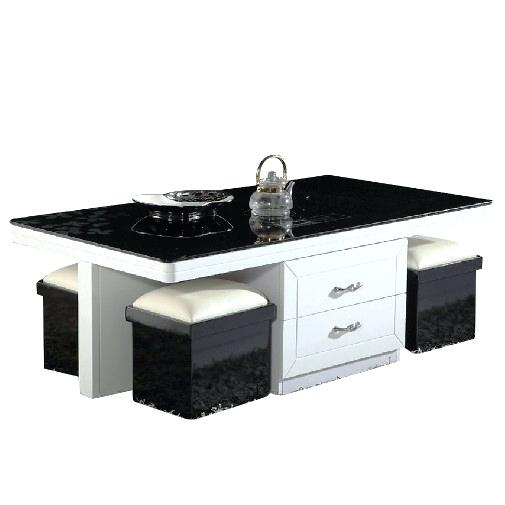 Table basse avec pouf wengé