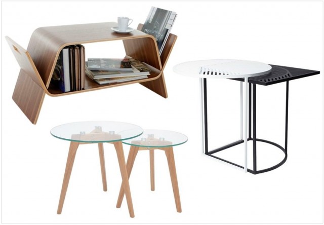 Table basse gigogne verre et bois