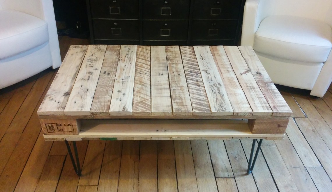 Table basse palette bois clair